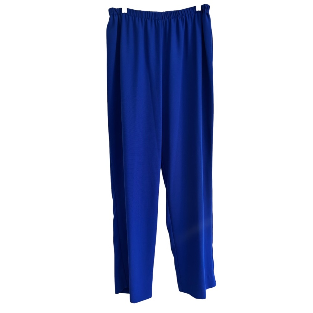 Vintage 90s Pants Suit Blazer Dress Trousers Blue Silver Chain Formal Size 16W - Picture 10 of 16